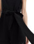 Фото #2 товара Monki beach linen sleeveless playsuit with tie belt detail in black