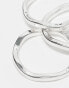 Фото #2 товара ASOS DESIGN 3 pack stackable molten band rings in burnished silver