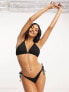 Фото #3 товара Ivory Rose Fuller Bust mix and match string tie up bikini bottom in black crinkle