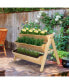 Фото #2 товара 47" x 27" x 32" 3-Tier Wood Raised Garden Bed with Clapboard for Tools