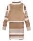 Фото #2 товара Big Girls Striped Dress with Faux Suede Vest and Necklace 3-Piece