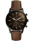 ფოტო #1 პროდუქტის Men's Chronograph Townsman Brown Leather Strap Watch 44mm