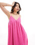 Selected Femme structured maxi cami dress in pink Phlox-Rosa, 36 - фото #4