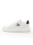 Фото #4 товара Calvin Klein Jeans cupsole laceup monogram logo trainers in white