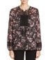 Фото #1 товара $128. T Tahari Women's Lace Up Linda Peasant Long Sleeve Blouse Black Multi M