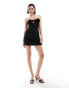 4th & Reckless structured corsage bust detail mini dress in black