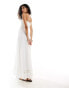 Фото #4 товара Iisla & Bird ruched bandeau micro broderie maxi beach dress in white