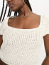 Фото #4 товара ASOS DESIGN crochet square neck crop top in cream