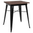 Фото #4 товара 23.5" Square Black Metal Indoor Table With Walnut Rustic Wood Top