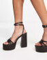 Фото #3 товара Truffle Collection Wide Fit strappy platform sandals in black