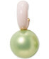 ფოტო #3 პროდუქტის Gold-Tone Imitation Pearl Charm Pavé Huggie Hoop Earrings