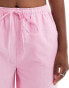 Stradivarius oxford cotton pull on trouser in baby pink Розовый, S - фото #5