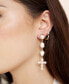 ფოტო #2 პროდუქტის Freshwater Pearl Cross 18K Gold Plated Drop Earrings