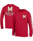 Men's Red Maryland Terrapins Team Stack Long Sleeve T-shirt Красный, L - фото #1