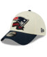 ფოტო #4 პროდუქტის Men's Cream, Navy New England Patriots 2022 Sideline 39THIRTY 2-Tone Flex Hat