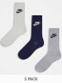 Фото #1 товара Nike Everyday Essential 3 pack socks in black, white and grey