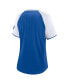 Фото #2 товара Women's Royal Los Angeles Dodgers Glitz & Glam League Diva Raglan V-Neck T-shirt