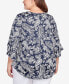 ფოტო #2 პროდუქტის Plus Size Paisley Puff Print Monotone Top