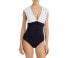 Фото #1 товара Bleu by Rod Beattie Womens Graphic Measures Cap Sleeve One-Piece Swimsuit Size 4