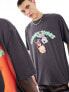 ASOS DESIGN unisex oversized graphic tee with Looney Tunes back print in charcoal