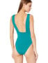 Фото #3 товара Trina Turk 166675 Womens Wrap Front One Piece Swimsuit Turquoise/Getaway Size 10