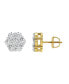 ფოტო #2 პროდუქტის Round Cut Natural Certified Diamond (2.26 cttw) 14k Yellow Gold Earrings Luxe Cluster Design