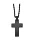 ფოტო #1 პროდუქტის Brushed Black IP-plated Cross Pendant on a Rope Chain Necklace