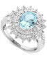 ფოტო #1 პროდუქტის EFFY® Aquamarine (1-5/8 ct. t.w.) & Diamond (1/4 ct. t.w.) Sunburst Halo Ring in 14k White Gold
