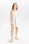 Kız Çocuk 23 Nisan Beyaz Kolsuz Elbise A1533A824SM