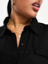 Фото #3 товара ASOS DESIGN Curve linen utility maxi belted shirt dress in black