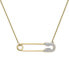 ფოტო #1 პროდუქტის Diamond Safety Pin Charm Collector Pendant Necklace (1/20 ct. t.w.) in 10k Gold, 17" + 1" extender, Created for Macy's
