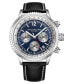 ფოტო #1 პროდუქტის Men's Monaco Black Leather, Blue Dial, 47mm Round Watch