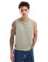 ASOS DESIGN relaxed v neck boxy tank in khaki