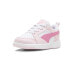 Puma Rebound V6 Lo Perforated Lace Up Toddler Girls Pink, White Sneakers Casual
