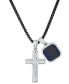 ფოტო #2 პროდუქტის Men's Silver-Tone Lords Prayer Cross & Square Pendant Necklace, 24"