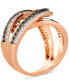 Chocolatier® Chocolate Diamond & Vanilla Diamonds Interlocking Swirl Ring (1-1/2 ct. t.w.) in 14k Rose Gold