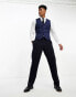 ASOS DESIGN super skinny suit waistcoat in navy micro texture