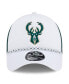 Фото #4 товара Men's White/Hunter Green Milwaukee Bucks Court Sport Foam A-Frame 9FORTY Adjustable Trucker Hat