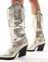 Simmi London Wide Fit Dakoa metallic western boot in gold