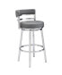 Фото #3 товара Madrid 30" Bar Height Swivel Gray Artificial leather and Brushed Stainless Steel Bar Stool