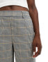 Object smart pull on wide leg trouser in multi check