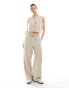 Miss Selfridge button through waistcoat in beige pinstripe co ord 34 - фото #2