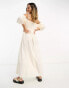 Фото #2 товара ASOS DESIGN off shoulder cotton maxi dress with ruched bust detail in ecru