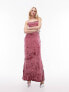 Topshop crushed velvet bias maxi slip in pink