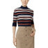 Style & Co Women's Mock Neck Sweater Stripped Blue Brown Multi L