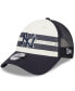 Фото #1 товара Men's White, Navy New York Yankees Team Stripe Trucker 9Forty Snapback Hat