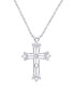 ფოტო #1 პროდუქტის Diamond Accent Silver-plated Scroll Cross Pendant Necklace