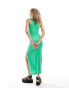 French Connection cut out detail jersey maxi dress in green