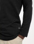 Jack & Jones Essentials longline long sleeve t-shirt with curve hem in black