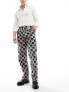 Viggo checkerboard print suit trouser in green